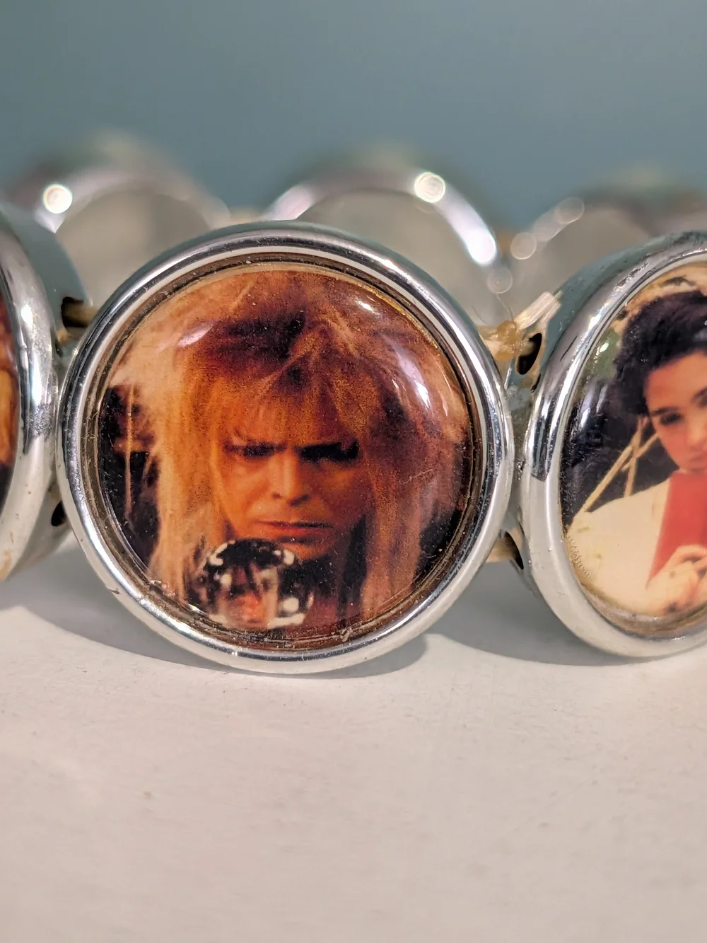 Vintage 80's Labyrinth Movie Photo Cabochon Charm Stretch Bracelet-New Nostalgia